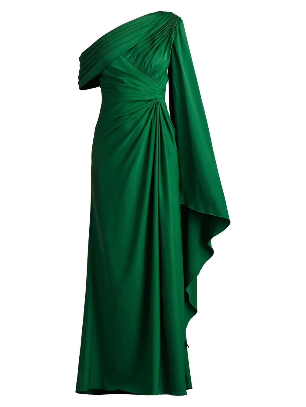 NWT Tadashi Shoji Ember One-Shoulder Draped Gown in Bamboo sz 12 #LD585